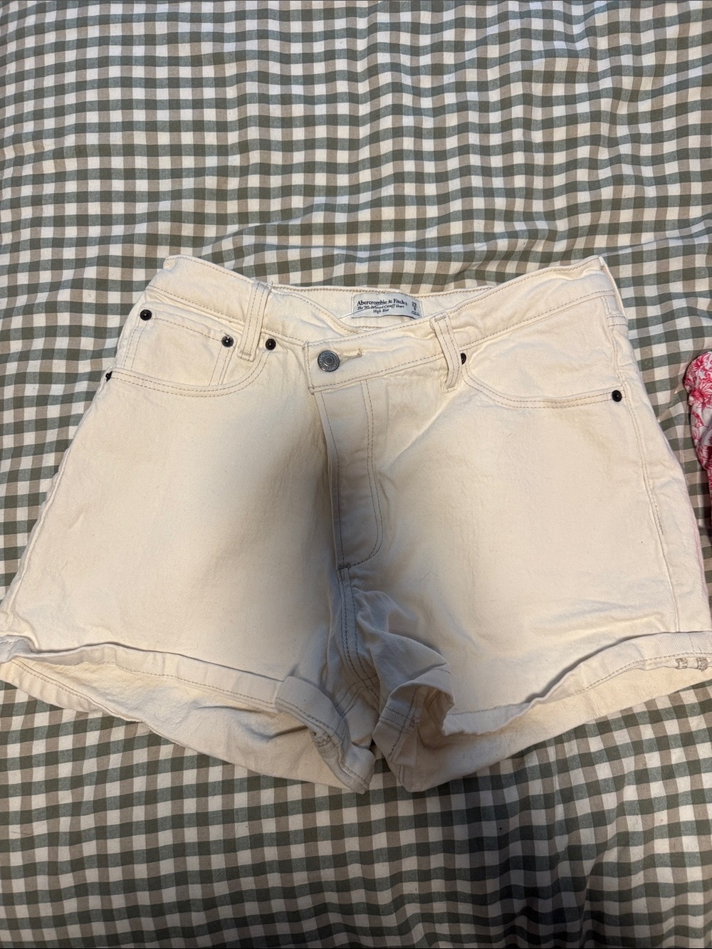Abercrombie & Fitch Cream Denim High-Rise Shorts